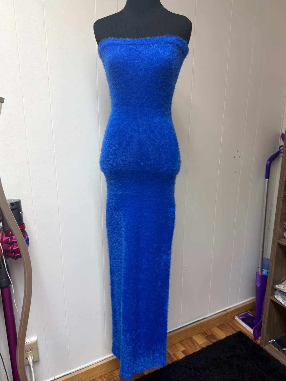 Edikted Electric Blue Fuzzy Maxi Dress